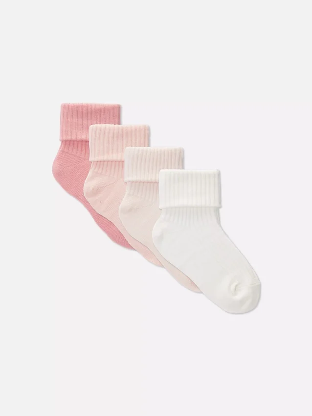 4-pack babysokken met omgeslagen boord