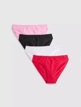 4-pack slipjes met ruches en hoge taille