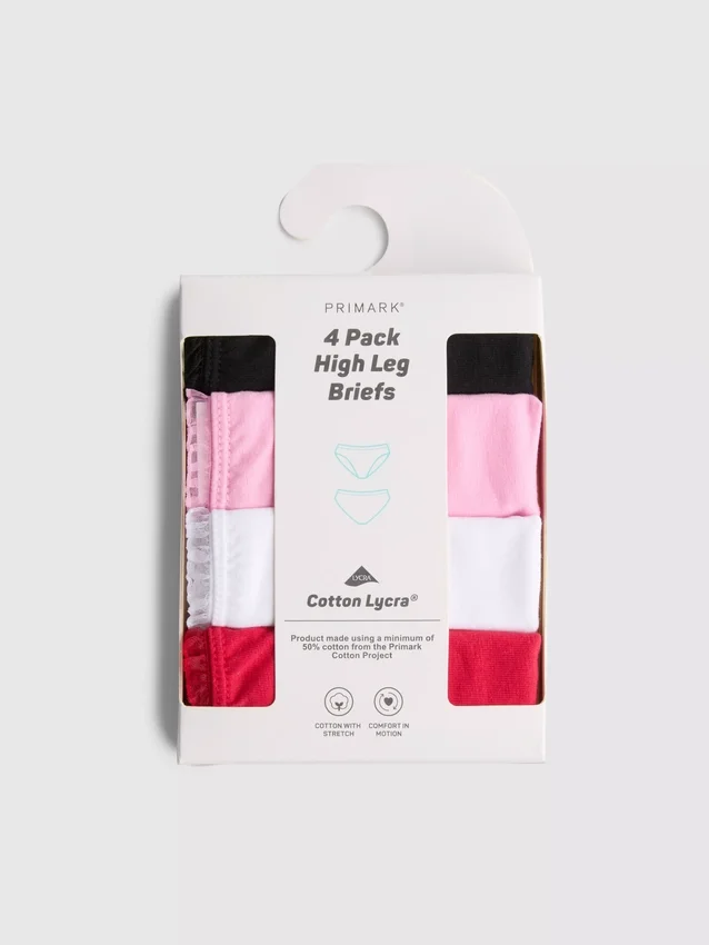 4-pack slipjes met ruches en hoge taille