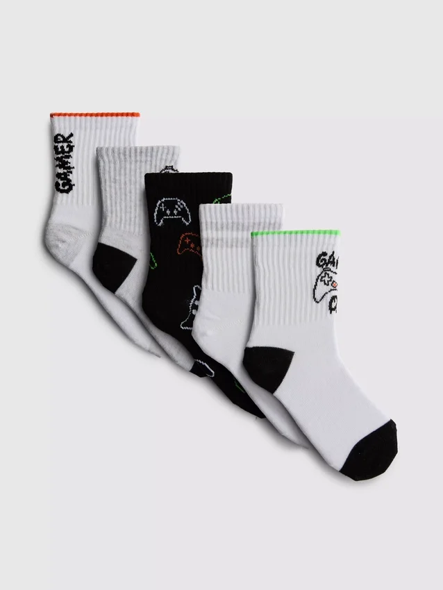 5-pack enkelsokken met gaming-motief