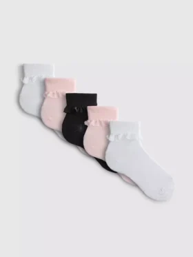 5-pack enkelsokken met tule rand