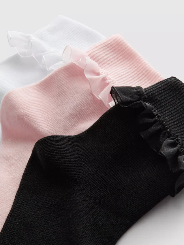 5-pack enkelsokken met tule rand