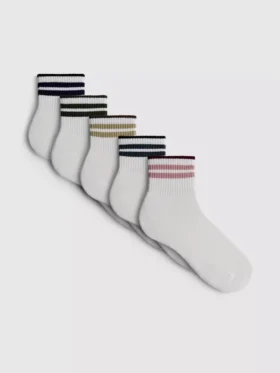 5-pack gekleurde gestreepte enkelsokken