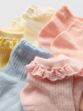 5-pack geribde kwartsokken met ruches