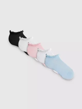 5-pack sneakersokken met tule-rand