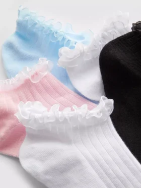 5-pack sneakersokken met tule-rand