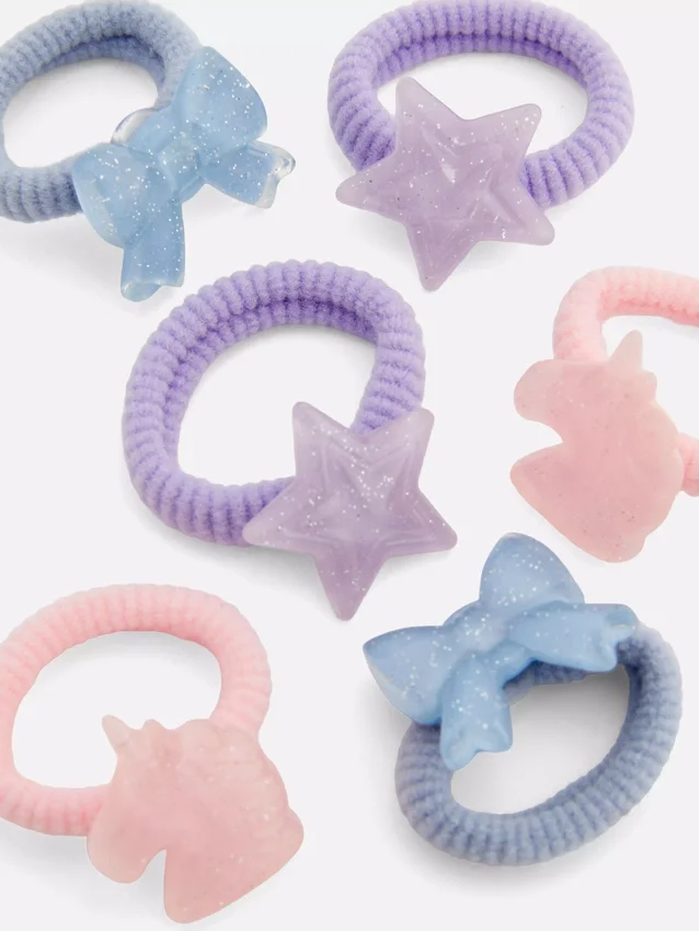 6-pack haarelastiekjes met bedeltjes