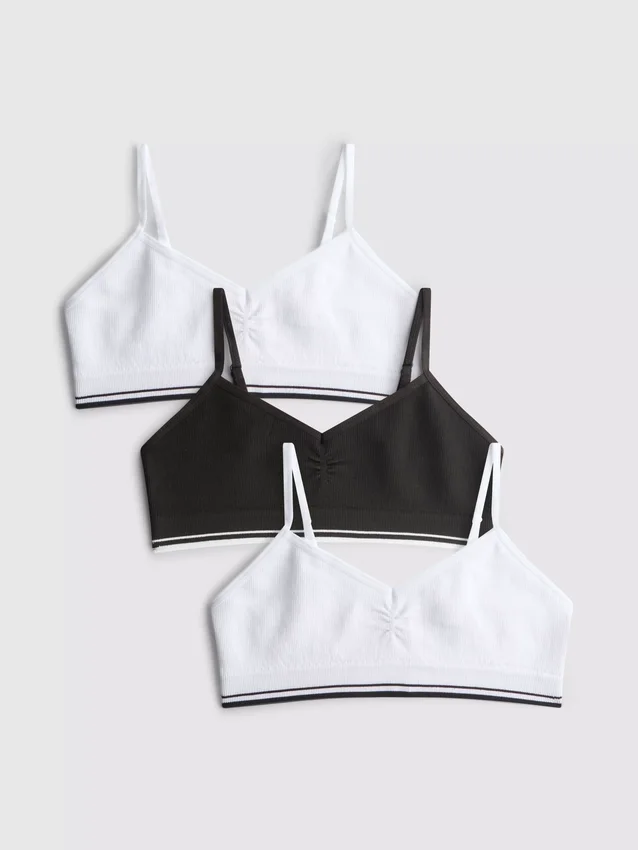 7-15 jaar | 3-pack geribde cropped tops