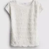 7-15 jaar | Blouse met gekreukelde kapmouwtjes en kanten rand