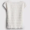 7-15 jaar | Blouse met gekreukelde kapmouwtjes en kanten rand