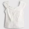 7-15 jaar | Blouse met gerimpelde vierkante hals