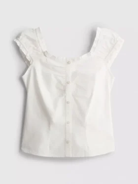 7-15 jaar | Blouse met gerimpelde vierkante hals