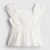 7-15 jaar | Blouse met gerimpelde vierkante hals