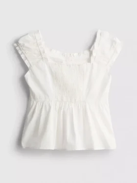 7-15 jaar | Blouse met gerimpelde vierkante hals