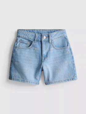 7-15 jaar | denimshort met strik van strass