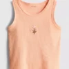 7-15 jaar | geborduurde geribde tanktop