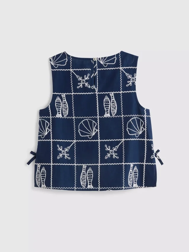 7-15 jaar | geborduurde mouwloze blouse