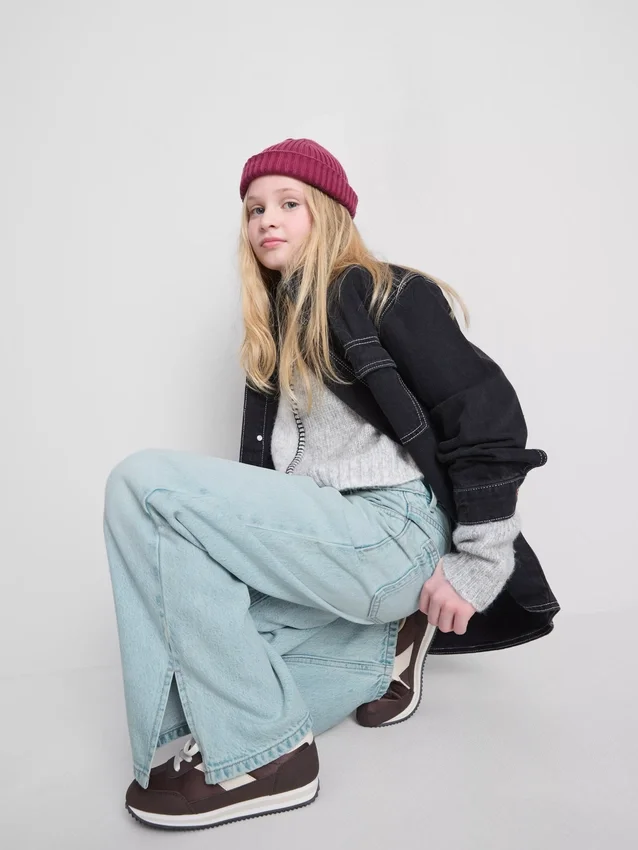 7-15 jaar | Jeans met split aan de zoom en wijde pijpen