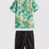 7-15 jaar | set met bedrukt overhemd en Shorts
