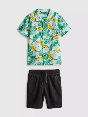 7-15 jaar | set met bedrukt overhemd en Shorts