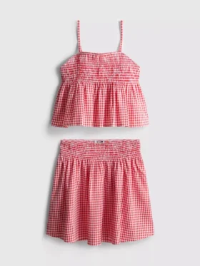 7-15 jaar | Set met gingham-blouse en -rok