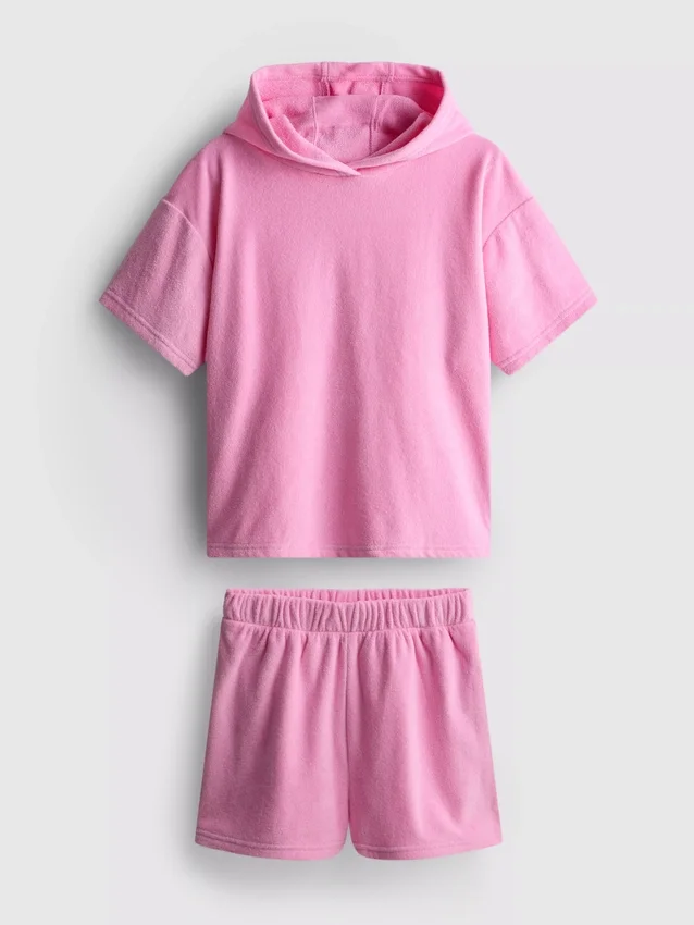 7-15 jaar | Set met hoodie van badstof en Shorts
