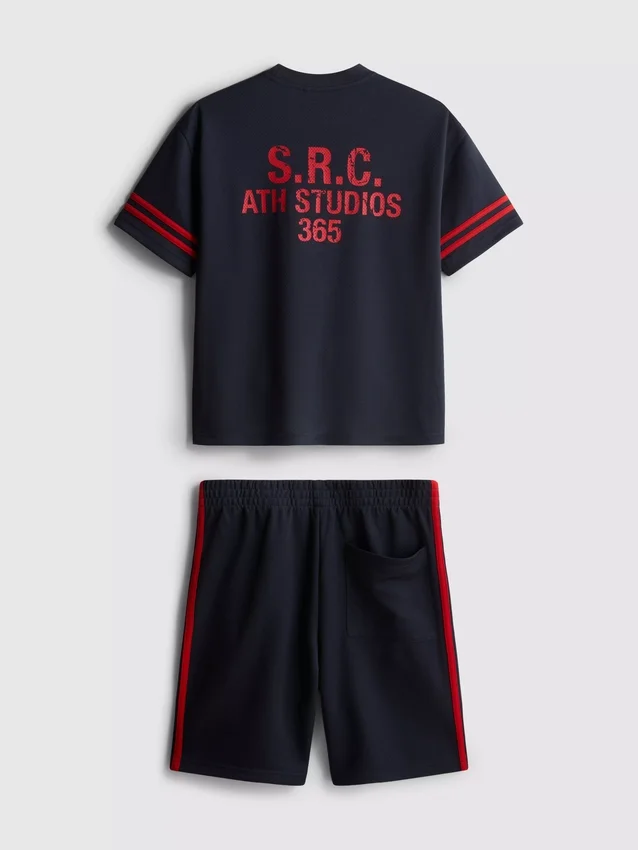 7-15 jaar | set met T-shirt en shorts van actief mesh