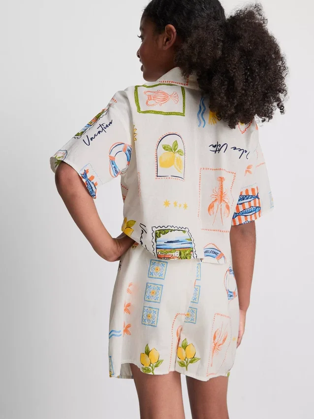7-15 jaar | setje met overhemd met strikdetail en shorts