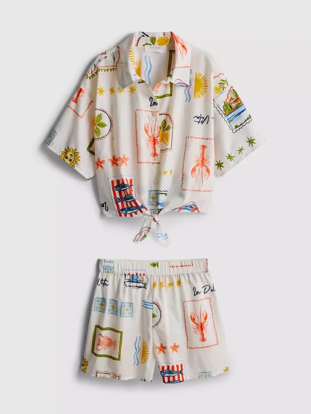 7-15 jaar | setje met overhemd met strikdetail en shorts