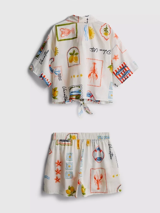7-15 jaar | setje met overhemd met strikdetail en shorts