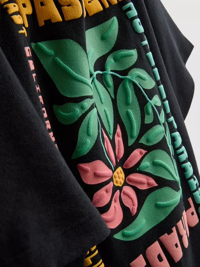 7-15 jaar | T-shirt met bloemenprint in reliëf