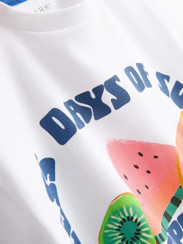 7-15 jaar | T-shirt met fruitprint en textuur