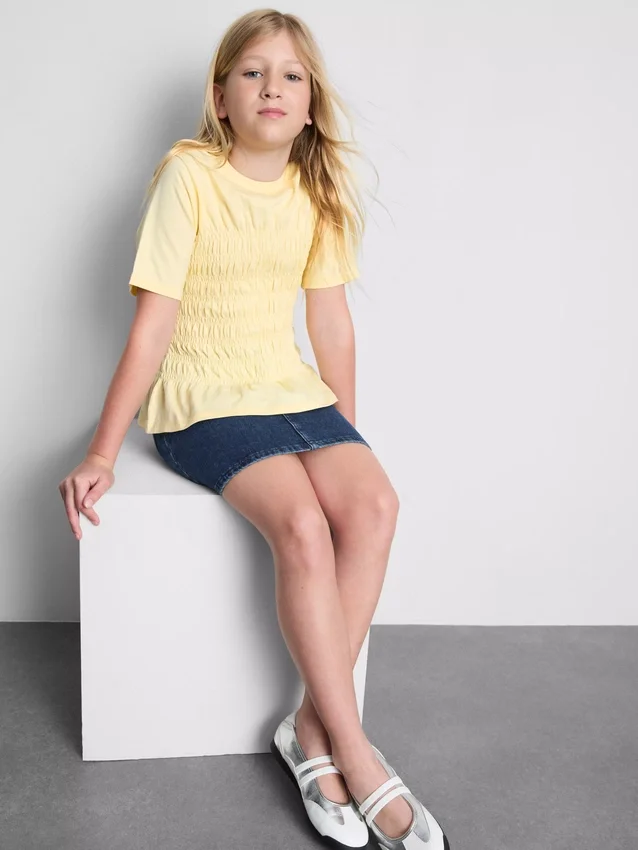 7-15 jaar | T-shirt met gerimpelde peplum