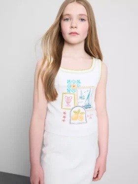 7-15 jaar | tanktop met contrasterende stiksels