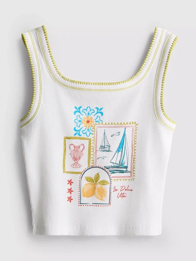 7-15 jaar | tanktop met contrasterende stiksels