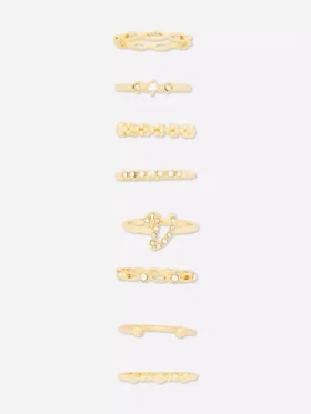 8-pack ringen met strass-initialen
