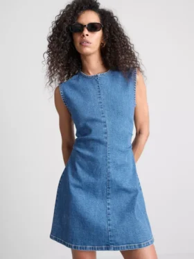 A-lijn mini-jurk van katoenen denim