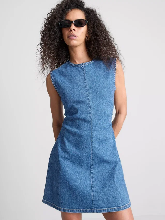A-lijn mini-jurk van katoenen denim