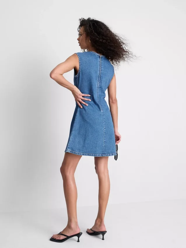 A-lijn mini-jurk van katoenen denim