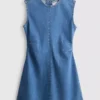 A-lijn mini-jurk van katoenen denim