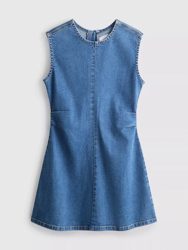 A-lijn mini-jurk van katoenen denim