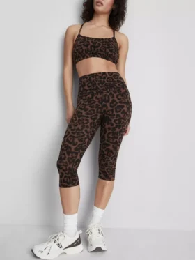 Actieve capri-legging met luipaardprint
