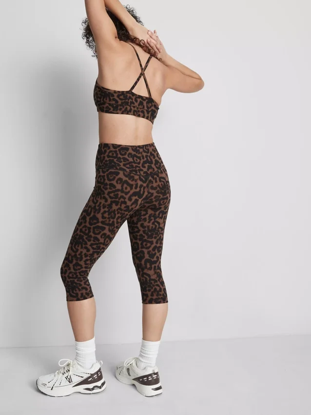 Actieve capri-legging met luipaardprint