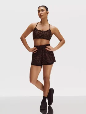 Actieve crop-top met racerback in luipaardprint