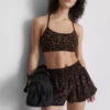 Actieve crop-top met racerback in luipaardprint