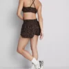 Actieve crop-top met racerback in luipaardprint