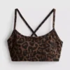Actieve crop-top met racerback in luipaardprint