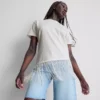Asymmetrisch T-shirt met franjes van katoen
