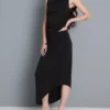 Asymmetrische midi-rok van jersey