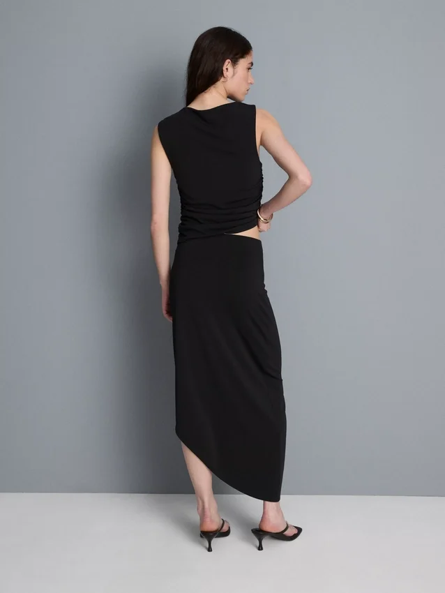Asymmetrische midi-rok van jersey